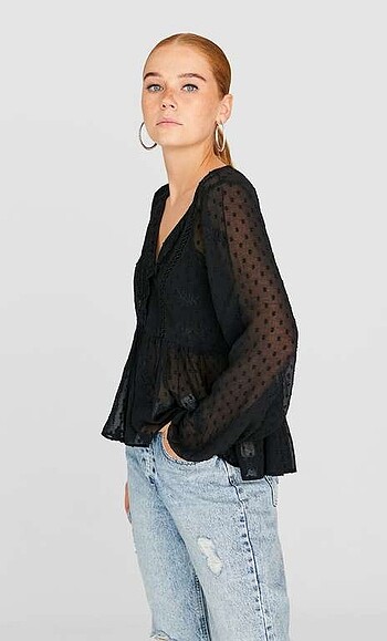 Stradivarius tül bluz