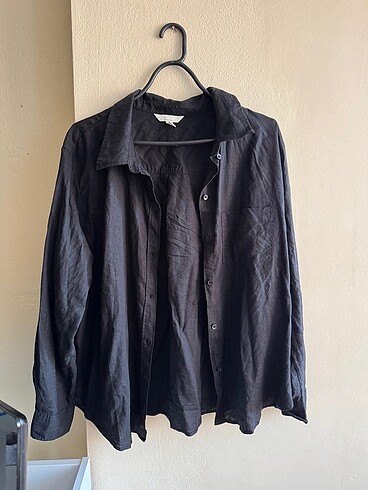 xl Beden siyah Renk H&M oversize keten gömlek