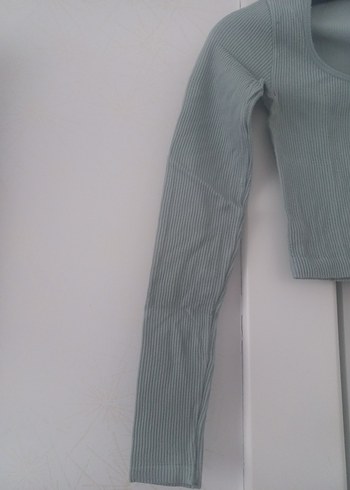 Addax Turkuaz Uzun Kollu Crop Top