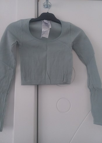 Turkuaz Uzun Kollu Crop Top