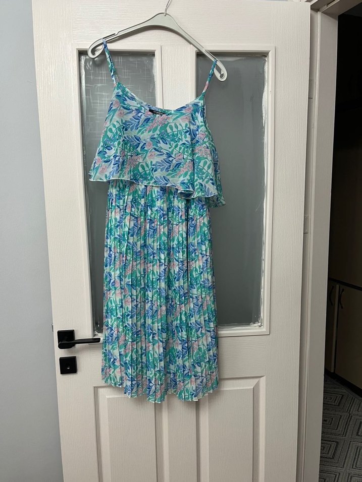 Bohem Çok Renkli Pilili Hamile Elbise - Görsel 2