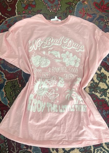 Pembe Bohem Kız Çocuk Baskılı Tişört