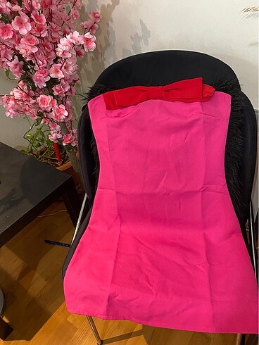 Diğer Kırmızı kurdeleli pembe elbise