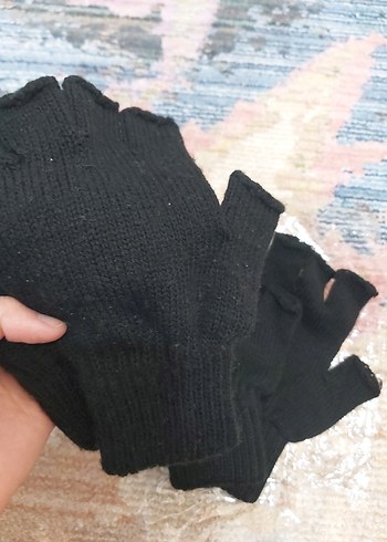 2li Parmak Ucu Açık Siyah Örgü Eldiven - Görsel 3