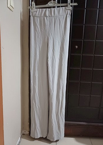 xs Beden Kadın Yüksek Bel Krem Uzun Pantolon