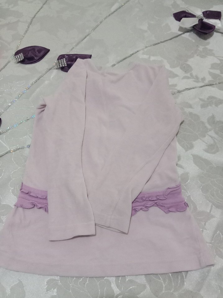 Kız Çocuk Mor Uzun Kollu Fırfırlı Tişört - Görsel 4