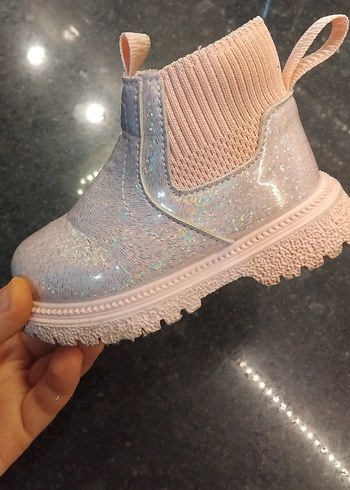 Toz pembe  Parlak Simli Kız Çocuk Botu - Görsel 4