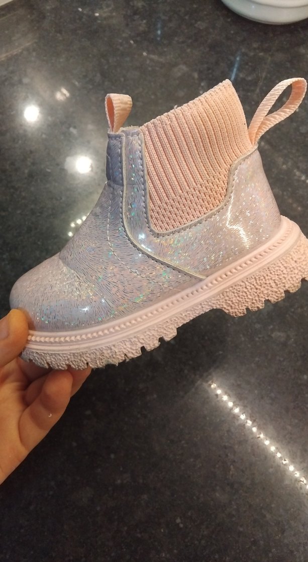 Toz pembe  Parlak Simli Kız Çocuk Botu - Görsel 4