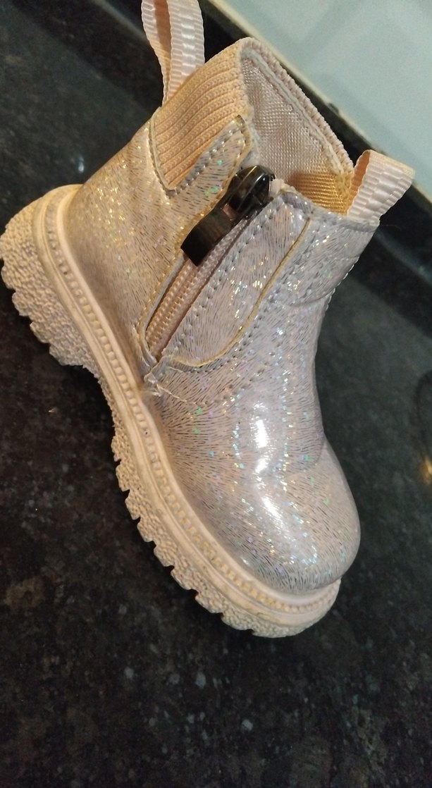 Toz pembe  Parlak Simli Kız Çocuk Botu - Görsel 3