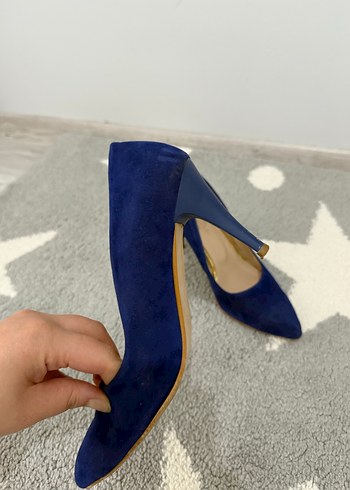 Lacivert Süet Stiletto Topuklu Kadın Ayakkabı - Görsel 2