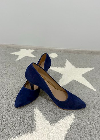 Lacivert Süet Stiletto Topuklu Kadın Ayakkabı - Görsel 4