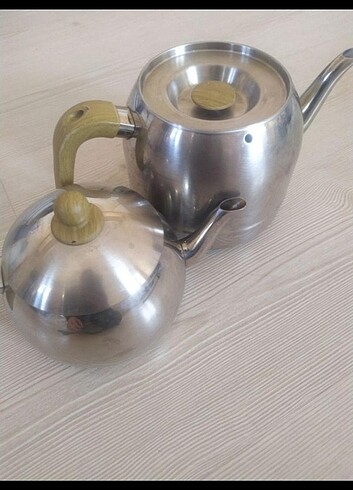 Korkmaz retro ahşap saplı çaydanlık