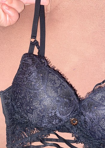 Siyah Dantel Gotik Büstiyer Sütyen 75 C - Görsel 2