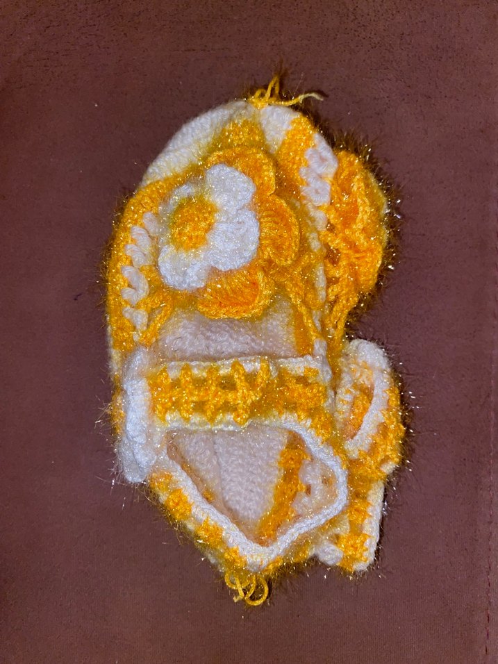 Nakışlı Beyaz örgü patik - Görsel 3