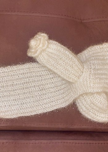 Beyaz Örgü Kadın Atkı - Görsel 3