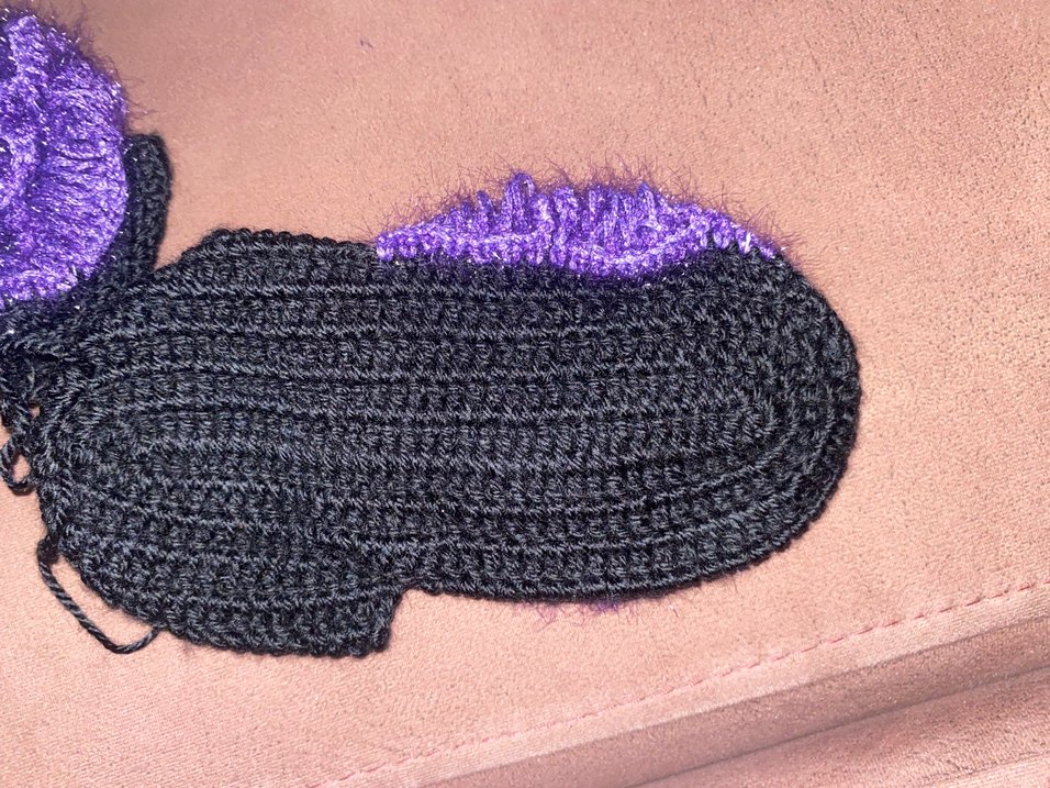 Mor Nakışlı Örgü patik - Görsel 2