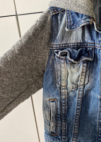Zara Gri Kapüşonlu Erkek Çocuk Denim Ceket