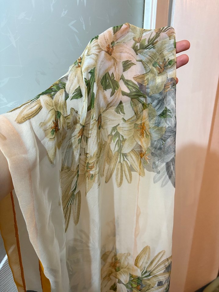 Bohem Gri Bej Desenli İnce Fular - Görsel 5