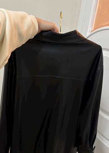 Düğmeli Siyah Deri Kadın Ceket - Görsel 5