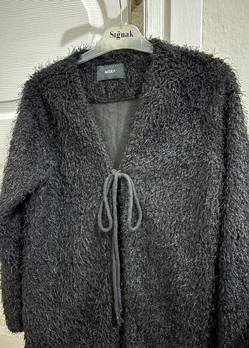 Siyah Kürklü Midi Kadın hırka - Görsel 2