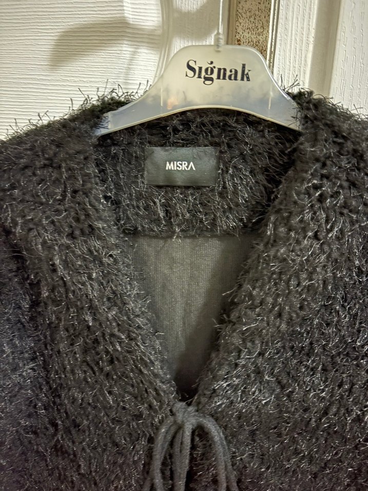 Siyah Kürklü Midi Kadın hırka - Görsel 3