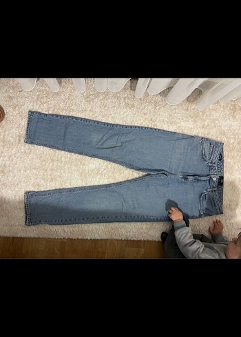 Gri Mavi Midi Boy Kadın Denim Pantolon - Görsel 6