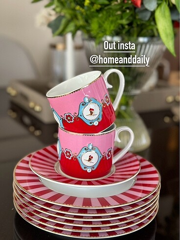 Pip Studio love birds kırmızı çay fincanı