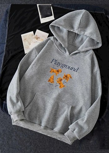 Playground Baskılı Kapüşonlu Sweatshirt