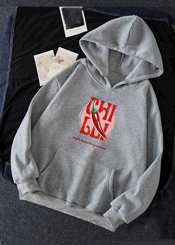 Chilli Baskılı Kapüşonlu Sweatshirt