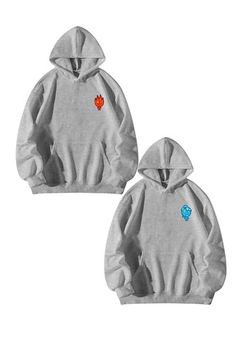 Ateş ve Su 2li Çift Kapüşonlu Sweatshirt