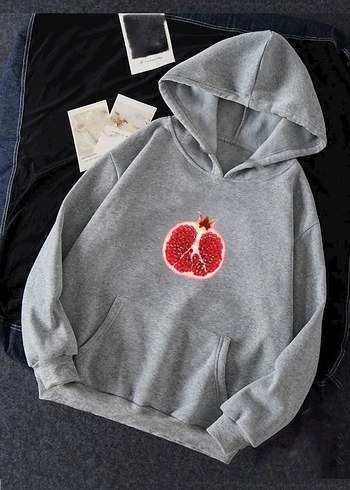 Nar Baskılı Kapüşonlu Sweatshirt