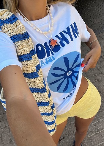Bershka Mykonos Baskılı Oversize T-shirt