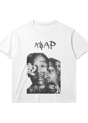 s Beden beyaz Renk Asap Rocky Baskılı Oversize T-shirt