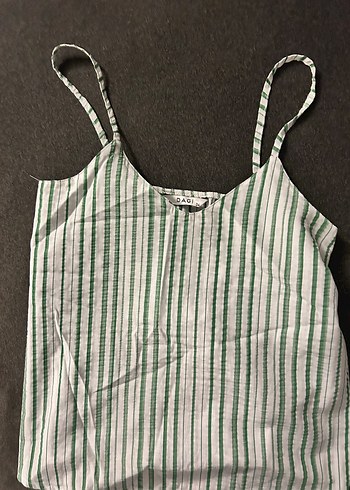 Yeşil Çizgili Kadın Askılı Pijama üstü