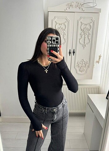 OYSHO PARMAK GEÇMELİ BİSİKLET YAKA BLUZ