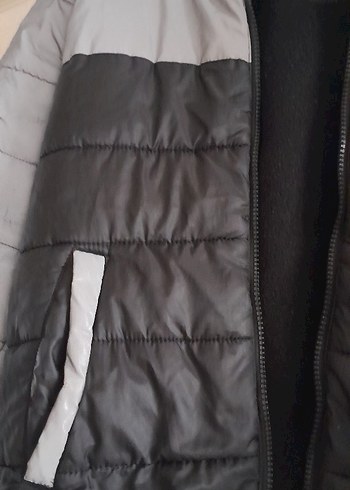 LC Waikiki Erkek Çocuk Gri Siyah Fermuarlı Mont