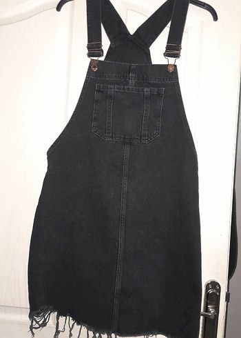 Siyah Kot Midi Askılı Slopet - Görsel 3