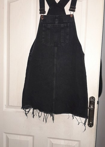 Siyah Kot Midi Askılı Slopet - Görsel 5