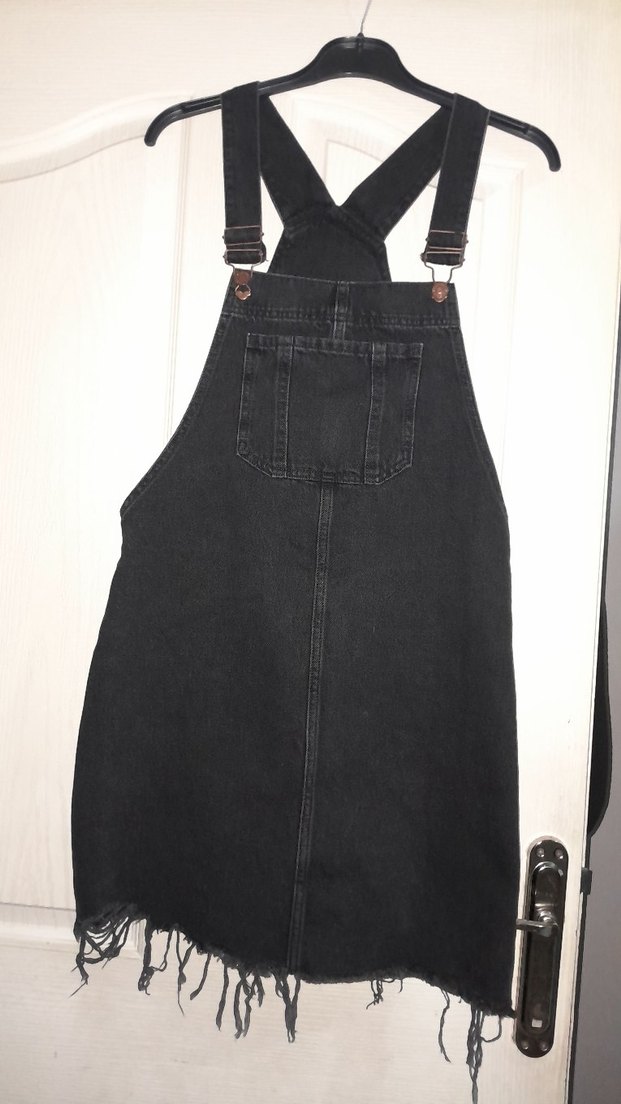 Siyah Kot Midi Askılı Slopet - Görsel 3