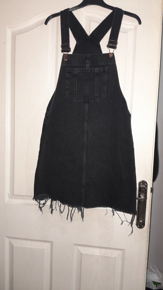 Siyah Kot Midi Askılı Slopet - Görsel 5