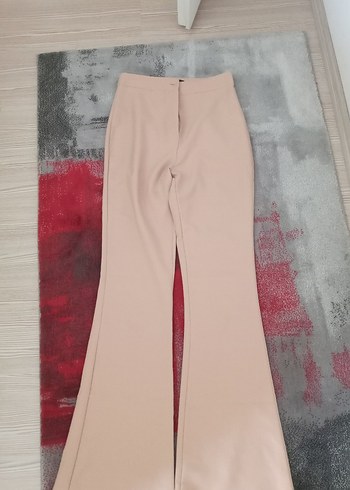 Kadın Bej Kumaş Pantolon Uzun Kesim
