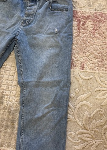 Gri Mavi Bağlamalı Düğmeli Erkek Kot Pantolon - Görsel 4