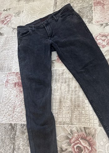 Gri Batik Desenli Kadın Denim Pantolon - Görsel 2