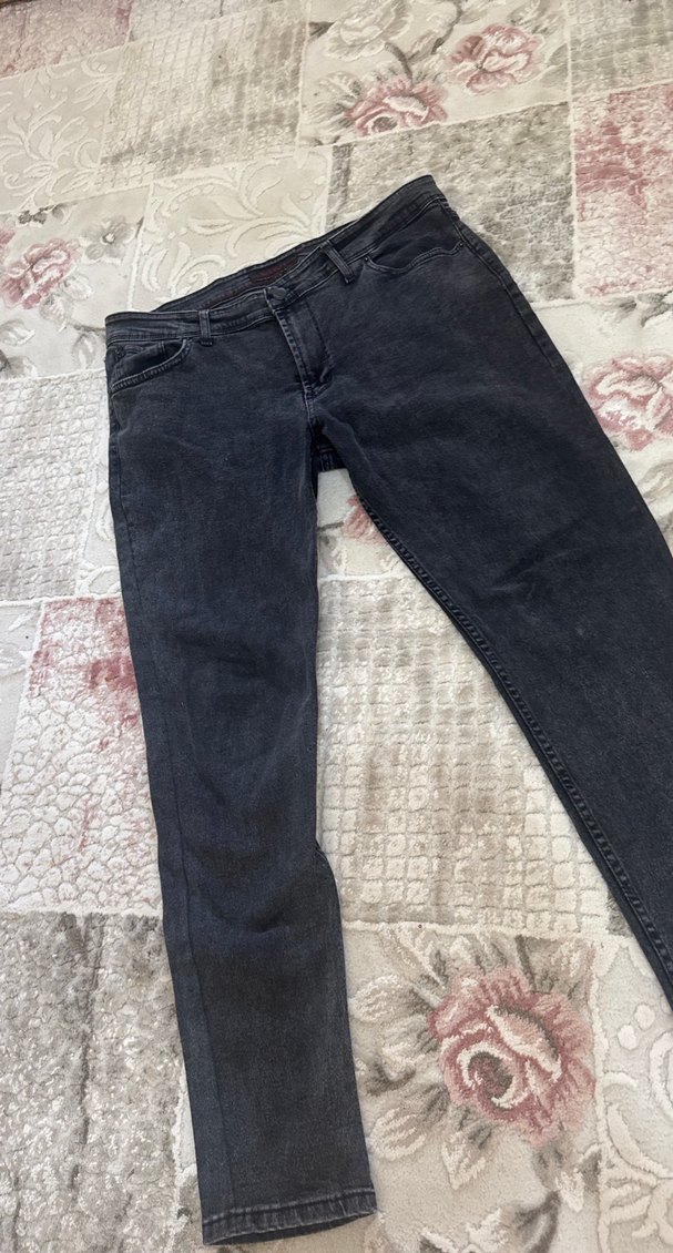 Gri Batik Desenli Kadın Denim Pantolon - Görsel 2