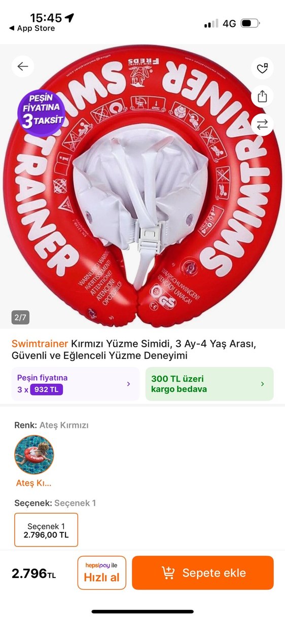 Swimtrainer Kırmızı Yüzme Simidi 3 Ay-4 Yaş - Görsel 2
