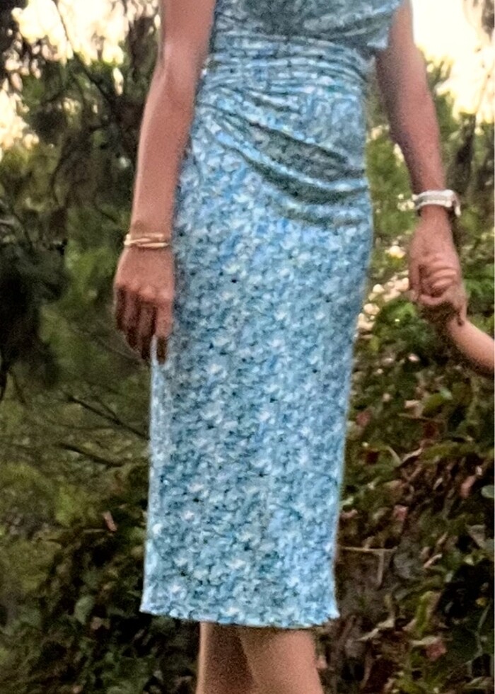 Mavi Tek Omuz Elbise - Görsel 2