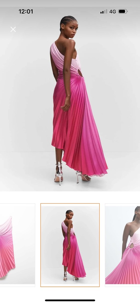 Pembe Pilili Uzun Abiye Elbise - Görsel 3