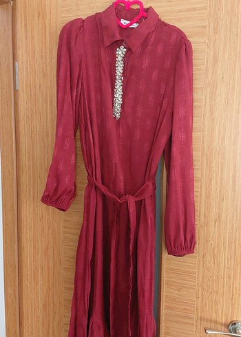 Bordo Parlak Uzun Bohem Elbise hiç giymedim yenı - Görsel 3