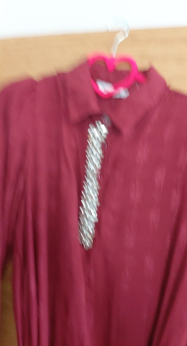 Bordo Parlak Uzun Bohem Elbise hiç giymedim yenı - Görsel 4