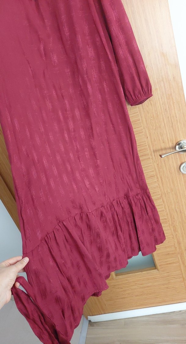 Bordo Parlak Uzun Bohem Elbise hiç giymedim yenı - Görsel 5